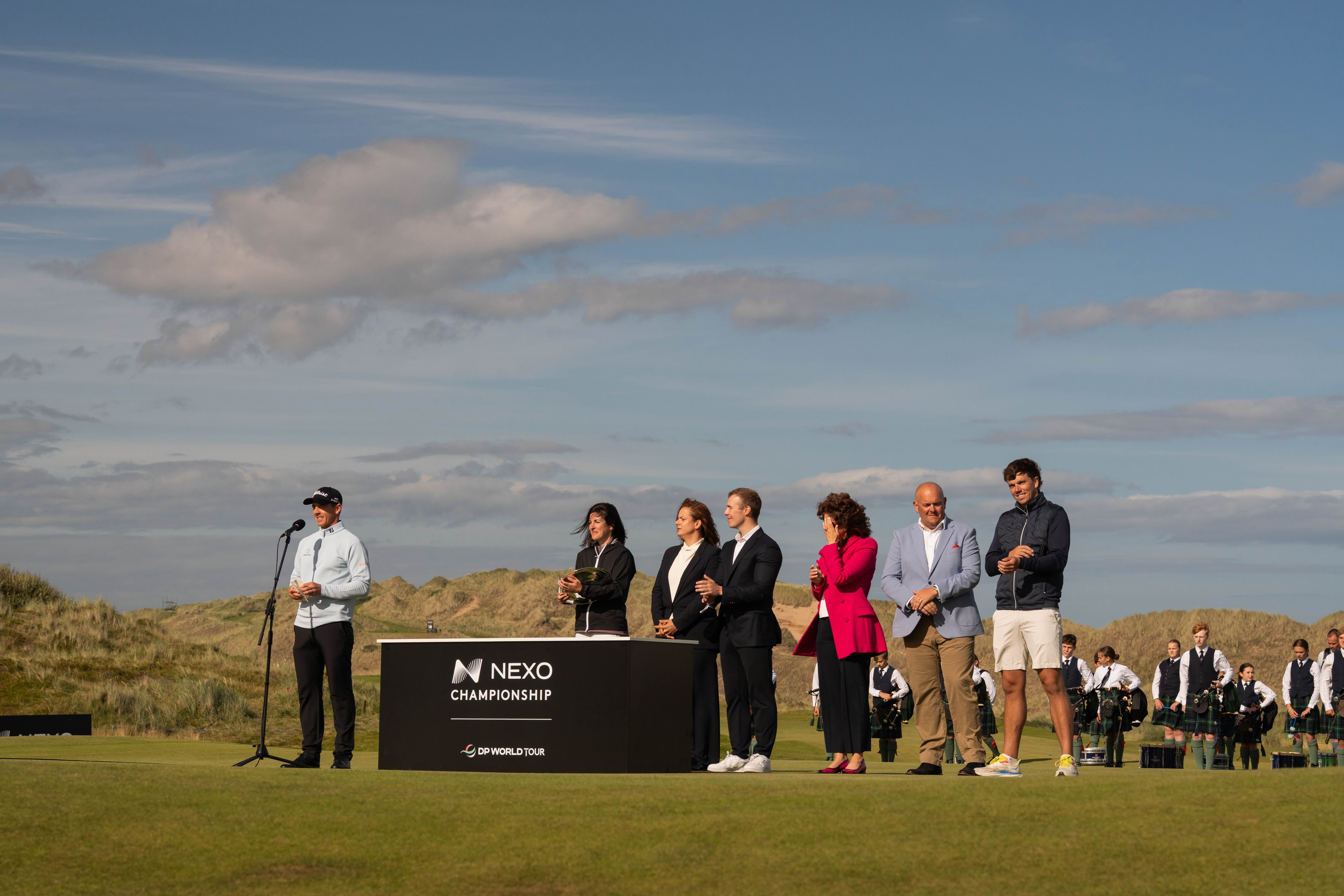 Grant Forrest is congratulated by President Trump after triumphing at the  inaugural Nexo Championship
