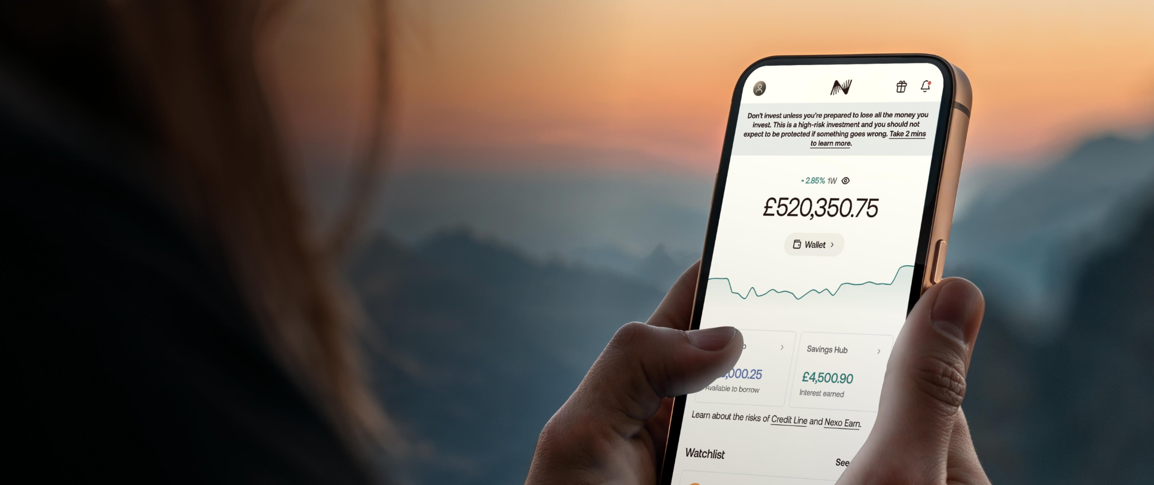 woman holding phone dashboard ui uk
